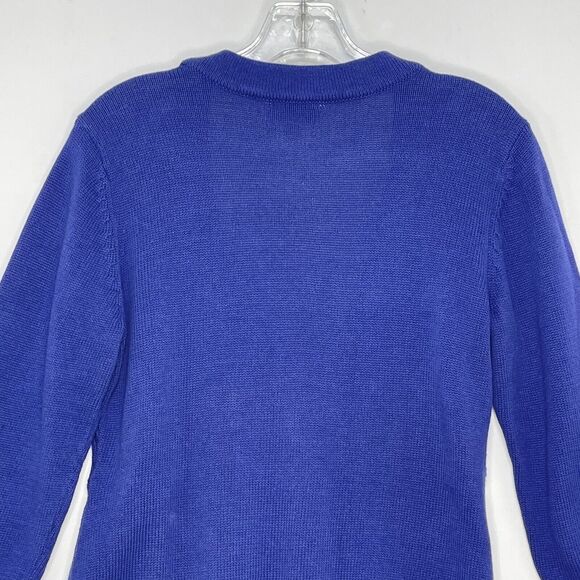 D&Co Women Small Cable Knit Sweater Navy Blue One Button 3/4 Sleeve - Picture 4 of 13